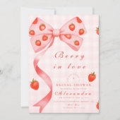 Strawberry Bow Brautparty Einladung (Vorderseite)