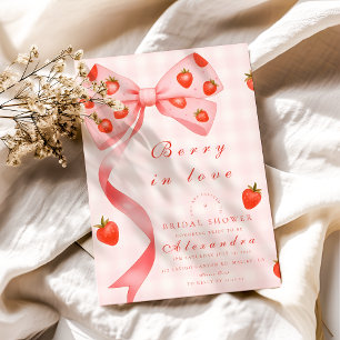 Strawberry Bow Brautparty Einladung