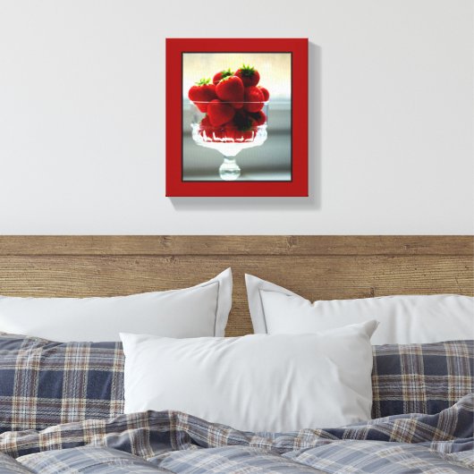 Strawberry Bowl Wrapped Canvas Leinwanddruck (Insitu (Schlafzimmer))