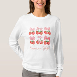 Strawberry & Bows Kawaii Design Long Sleeve T-Shirt