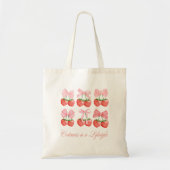 Strawberry & Bows Kawaii Design Tragetasche (Vorne)