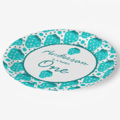 Strawberry Boy 1st Birthday Party Paper Plates Pappteller (Schrägansicht)