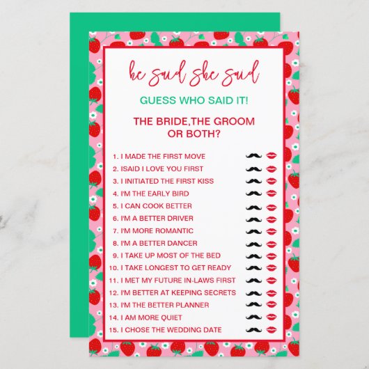 Strawberry Braut oder Groom Guess, der sagte, es S (Vorne/Hinten)