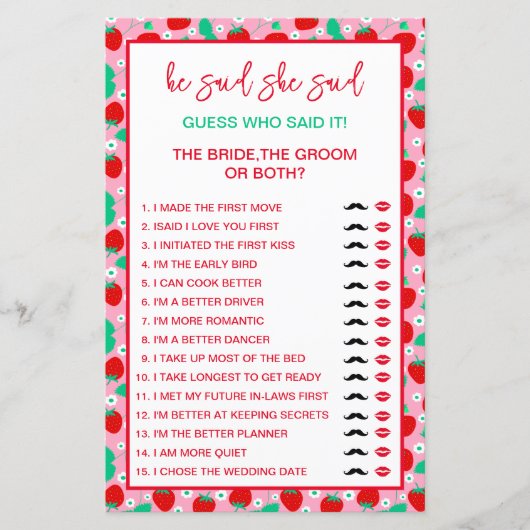 Strawberry Braut oder Groom Guess, der sagte, es S (Vorderseite)