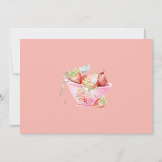 Strawberry Brautparty Tee Party Einladung (Rückseite)