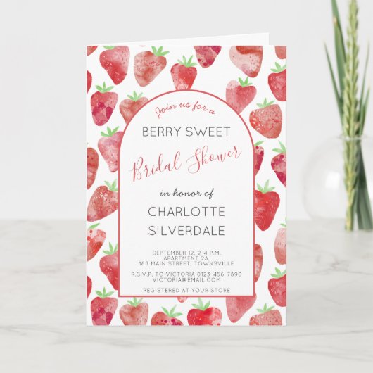 Strawberry Bridal Dusche Einladung (Vorderseite)