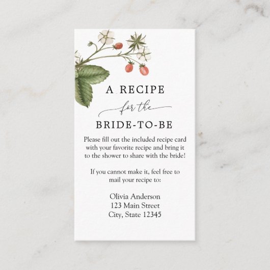 Strawberry Bridal Recipe Request Enclosure Card Begleitkarte (Vorderseite)