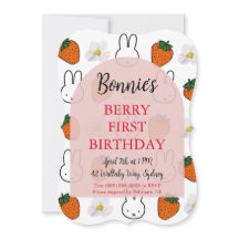 Strawberry Bunny Birthday Einladung