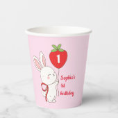 Strawberry Bunny Birthday Pappbecher (Vorderseite)