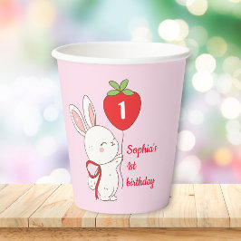 Strawberry Bunny Birthday Pappbecher