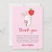 Strawberry Bunny Birthday Photo Thank You Card Einladung (Vorderseite)