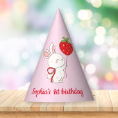 Strawberry Bunny Birthday Pink Partyhütchen