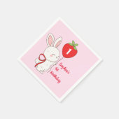 Strawberry Bunny Birthday Serviette (Ecke)