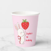 Strawberry Bunny Geburtstag Rosa Pappbecher (Vorderseite)
