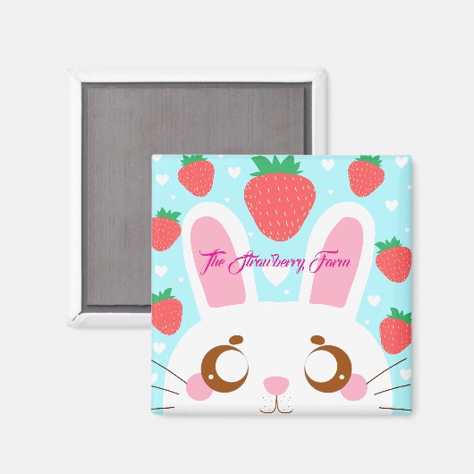 Strawberry Bunny Magnet (Vorderseite/Rückseite)