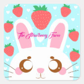 Strawberry Bunny Quadratischer Aufkleber (Vorderseite)