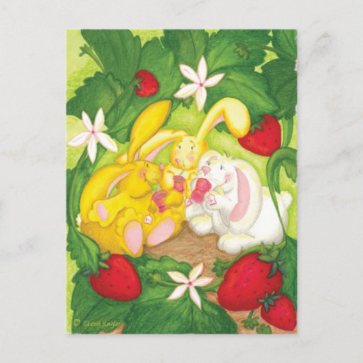 Strawberry Bunny Tee / Postkarte (Vorderseite)