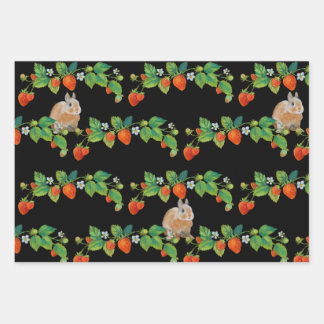 Strawberry Bunny Wrapping Paper Geschenkpapier Set