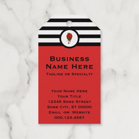 Strawberry Business Card für gestreifte Chic Choco Geschenkanhänger (Rückseite)