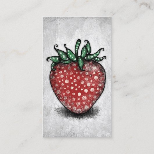 Strawberry Business Cards - Fun Red Green Visitenkarte (Vorderseite)