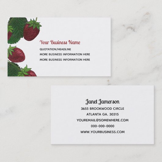 Strawberry Business Cards Visitenkarte (Vorne/Hinten)