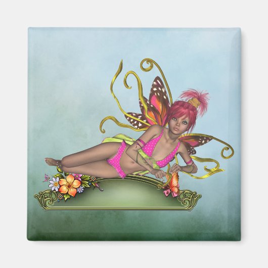 Strawberry Butterfly Fairy Magnet (Vorne)