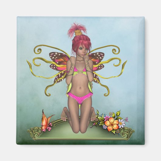 Strawberry Butterfly Fairy Magnet (Vorne)