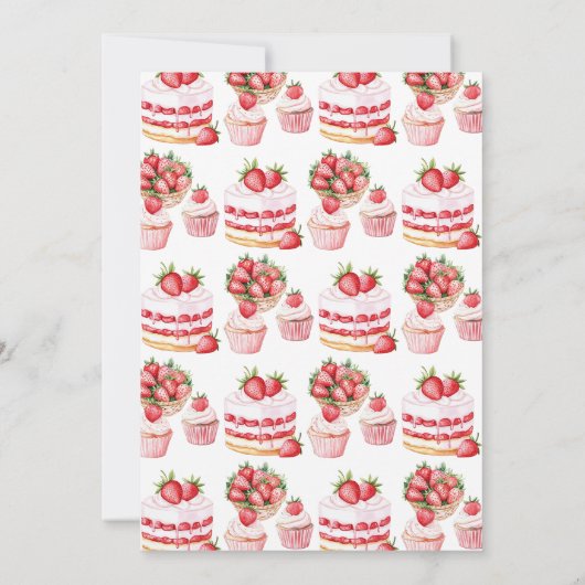 Strawberry Cake Birthday Einladung (Rückseite)