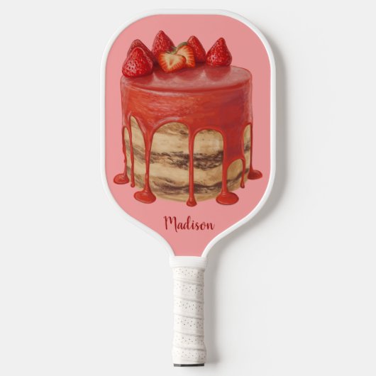 Strawberry Cake custom name Pickleball Schläger (Vorderseite)