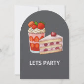 Strawberry  Cake Themed Birthday Invitation  Einladung (Rückseite)