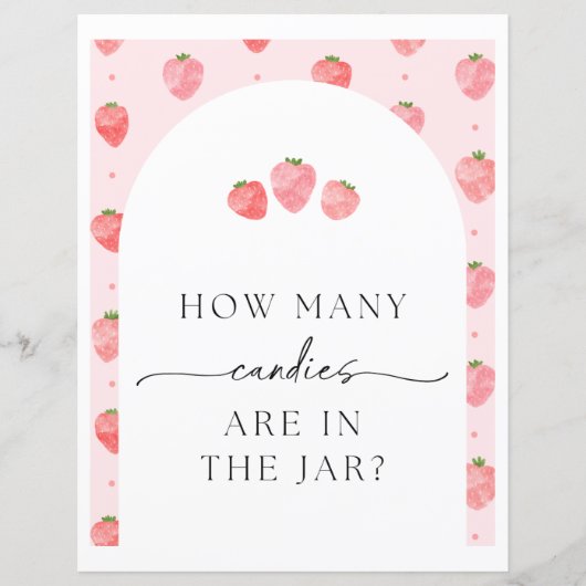 Strawberry Candies Party Sign (Vorderseite)