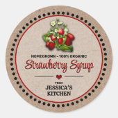 Strawberry Canning Jar Kraft Papier Style Label Runder Aufkleber (Vorderseite)