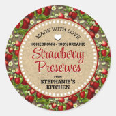 Strawberry Canning Jar Label Runder Aufkleber (Vorderseite)