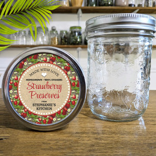 Strawberry Canning Jar Label Runder Aufkleber