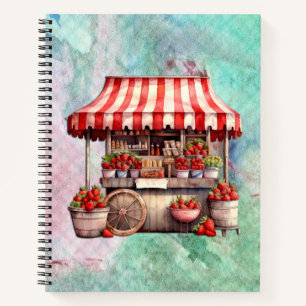 Strawberry Cart Watercolor Notizblock