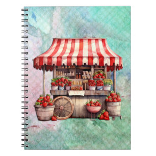 Strawberry Cart Watercolor Notizblock