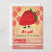 Strawberry Cartoon Geburtstagsfeier Einladung (Vorderseite)