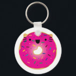 Strawberry Cat Donut Schlüsselanhänger<br><div class="desc">Schlüsselanhänger mit Erdbeere</div>