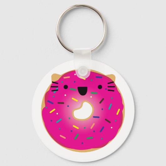 Strawberry Cat Donut Schlüsselanhänger (Vorderseite)