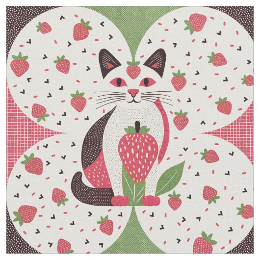 Strawberry Cat Stoff (Nahaufnahme)