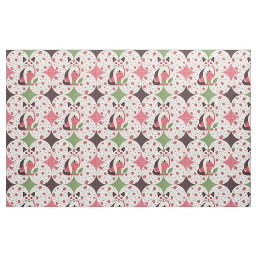 Strawberry Cat Stoff (Fat Quarter (45,7 x 55,9 cm))