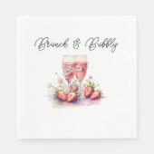 Strawberry Champagne Brautparty Paper Serviette (Vorderseite)