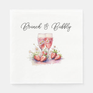 Strawberry Champagne Brautparty Paper Serviette