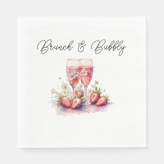 Strawberry Champagne Brautparty Paper Serviette (Vorderseite)