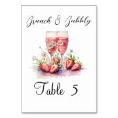 Strawberry Champagne Floral Brautparty Party Tischnummer (Vorderseite)