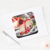 Strawberry Cheesecake Quadratischer Aufkleber (Umschlag)