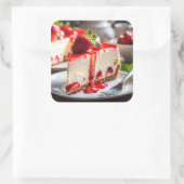 Strawberry Cheesecake Quadratischer Aufkleber (Tasche)