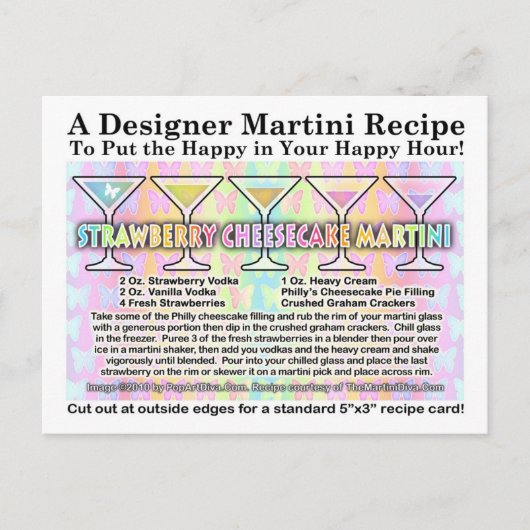 Strawberry Cheesecake Spring Martini Rezept Card Postkarte (Vorderseite)