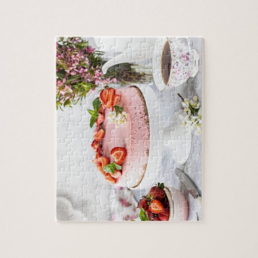 Strawberry Cheesecake Tee Party Blume Puzzle (Vertikal)