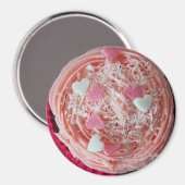 Strawberry Cherry Pink Valentines Cupcake Magnet (Vorderseite/Rückseite)